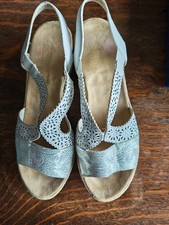 Wedge heel sandals Rieker white & silver, size 39.  Worn twice.