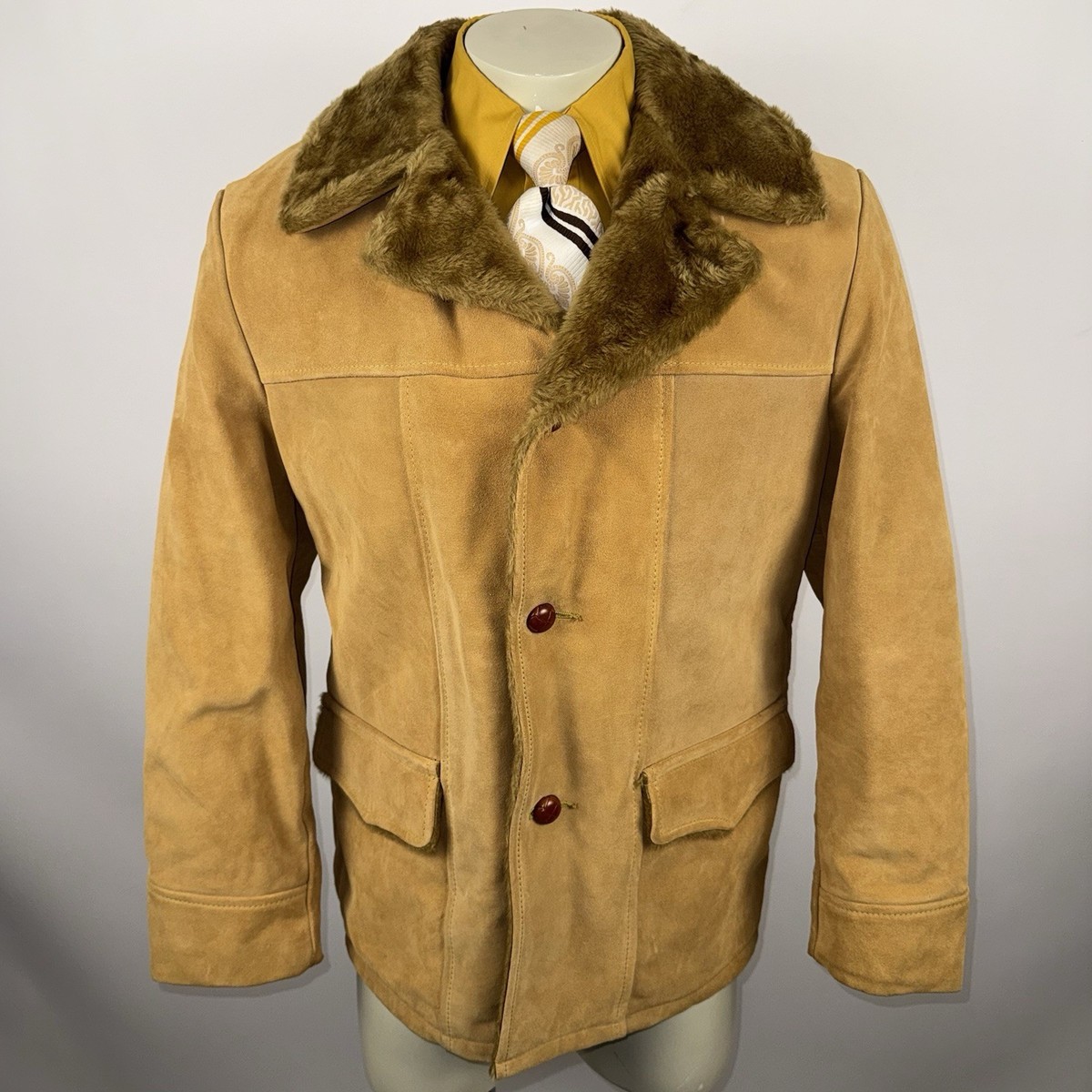 Vtg 70s Sears Suede Leather Coat Mens Jacket Disco Pimp Mobster