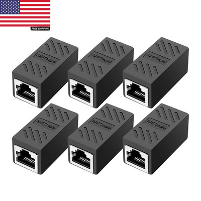 6-Pack RJ45 Coupler Ethernet Cable Extender Female to Female Inline Coupler for