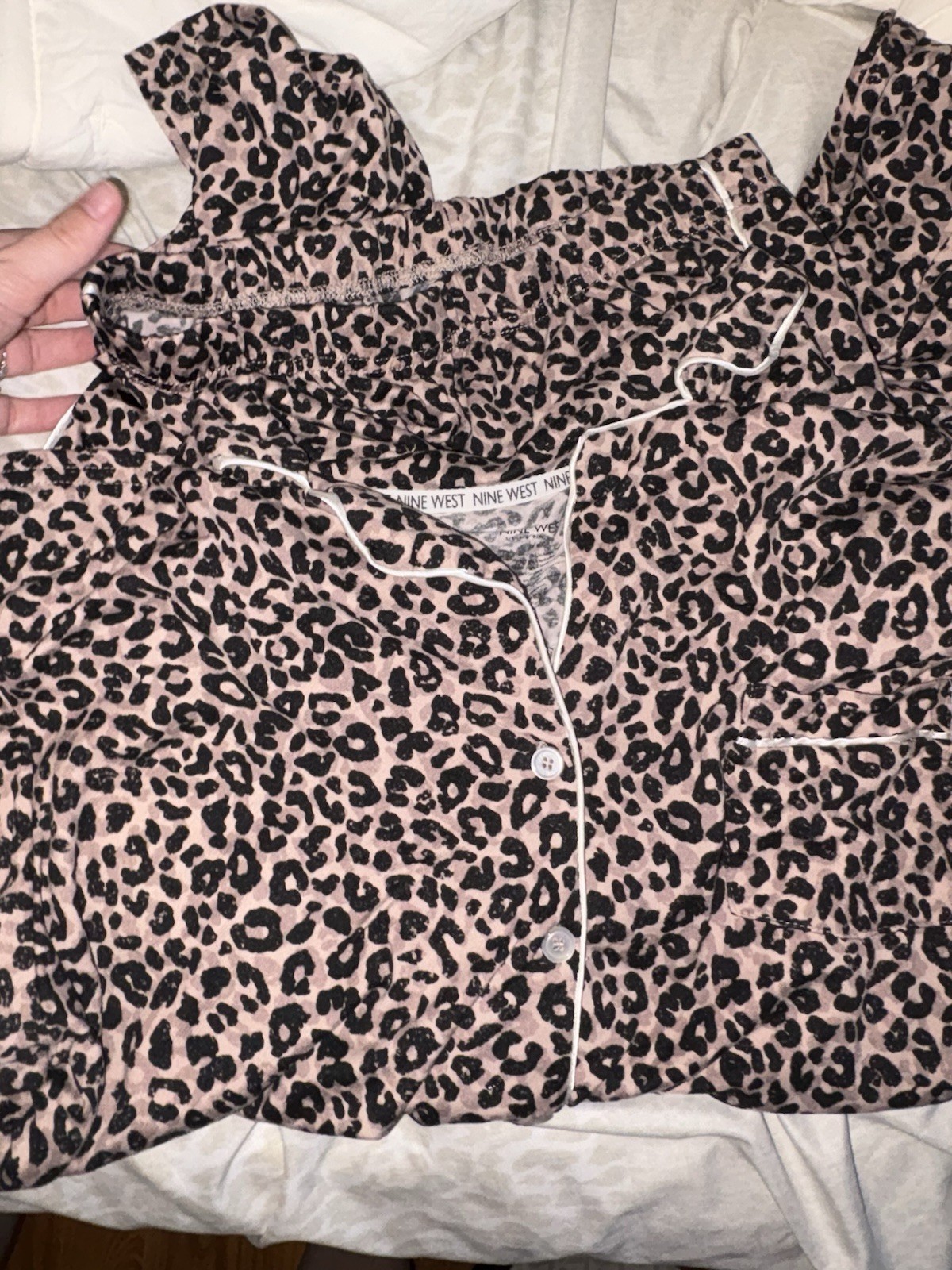 Nine West Leopard Print Button-Up Collared Long S… - image 3