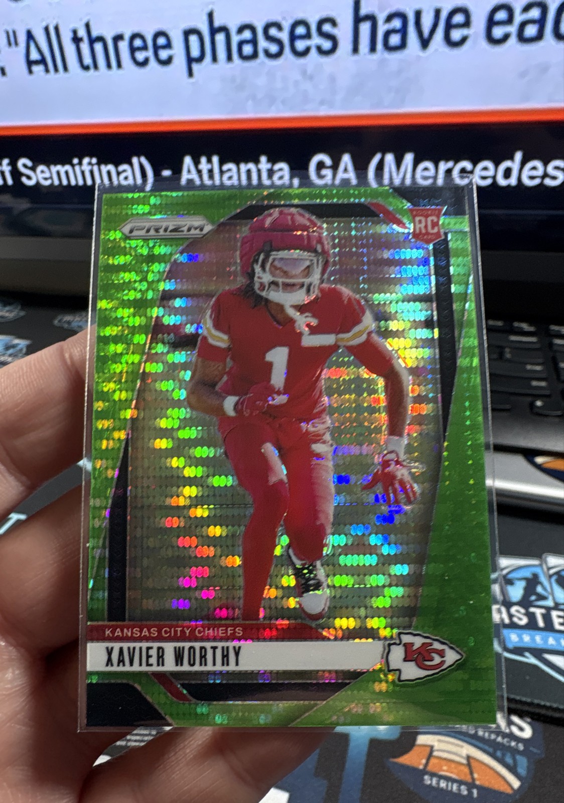 2024 Panini Prizm - Rookies Xavier Worthy #399 Neon Green Pulsar Prizm (RC)