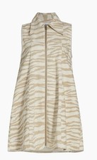 GANNI Dress Zebra Print Denim 38/6 Fit L Oversized Zip Front Mini Neutral A-Line
