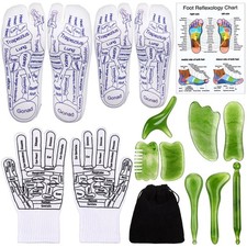 16 Pcs Reflexology Socks and Gloves with Tools Foot Reflexology Socks with Ac...