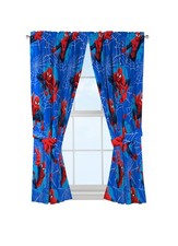 Marvel Spiderman Astonish 63' Window Drapery/Curtain 4pc Set 2 Panels, 2 Tie...