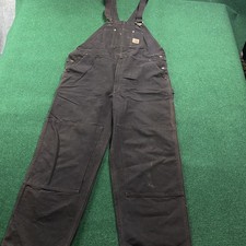Vintage Carhartt Overalls Mens 44 Brown Duck Canvas Work Bibs FITS 42x30 R06 DKB