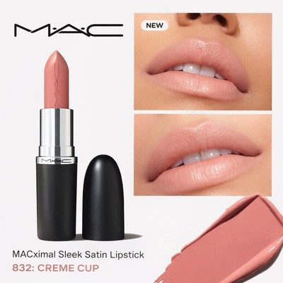 NIB MAC MACximal Sleek Satin Lipstick - 832 CREME CUP - Full Size