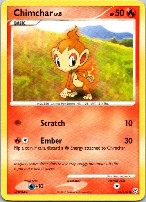 Chimchar 76/130 Common Diamond & Pearl Pokemon Near Mint
