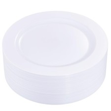 60Pcs 10" White Plastic Dinner Plates, Disposable Plates for Party