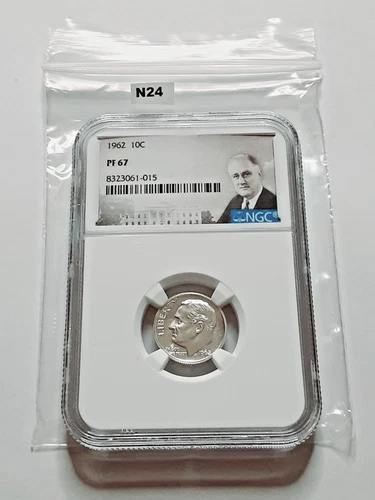 1962 NGC PF67 90% PROOF SILVER ROOSEVELT DIME 10C Portrait Label!    N24
