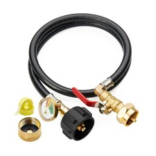 3 Feet Propane Refill Adapter Hose with Gauge and ON/Off Control Valve, Exten...