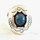 Sterling Silver & Spiderweb Turquoise Navajo Native Amer Shadow Box Ring Sz 6.25