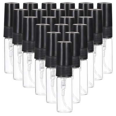 20 Pcs 3ml Glass Mini Perfume Sample Bottle Empty Mini Spray Bottle, Black &ex