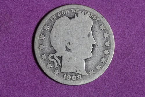 Estate Find 1908 D Barber Quarter Dollar #K59808