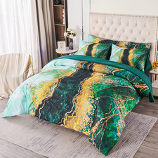 Green Marble Pattern Comforter Set Watercolor Tie Dye Quilt Sets Luxurious Retro