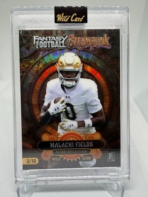 Malachi Fields 3/10 Wild Card Fantasy Football Steampunk 2026 Orange RC WR ND 