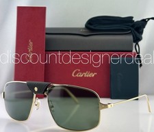 Cartier Santos CT0193S 002 Sunglasses Gold Green Polarized 60mm Square NEW
