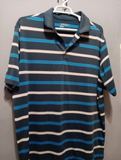 Nike Golf Tour Performance Polo Shirt Mens 2XL  Navy Blue Striped NWOT 