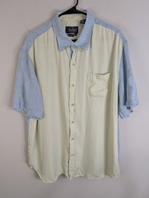Nat Nast Shirt Men's Extra Large Beige Button Up Short Sleeve Casual Beach Silk