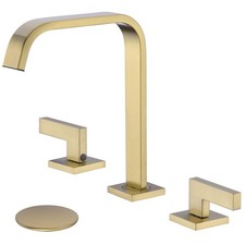 Brushed Gold Bathroom Faucet 3 Hole 2 Handle 8 Inch Widespread Bathroom Sink ...