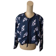 Eloquii Blue Floral Cropped Jacket Size 20