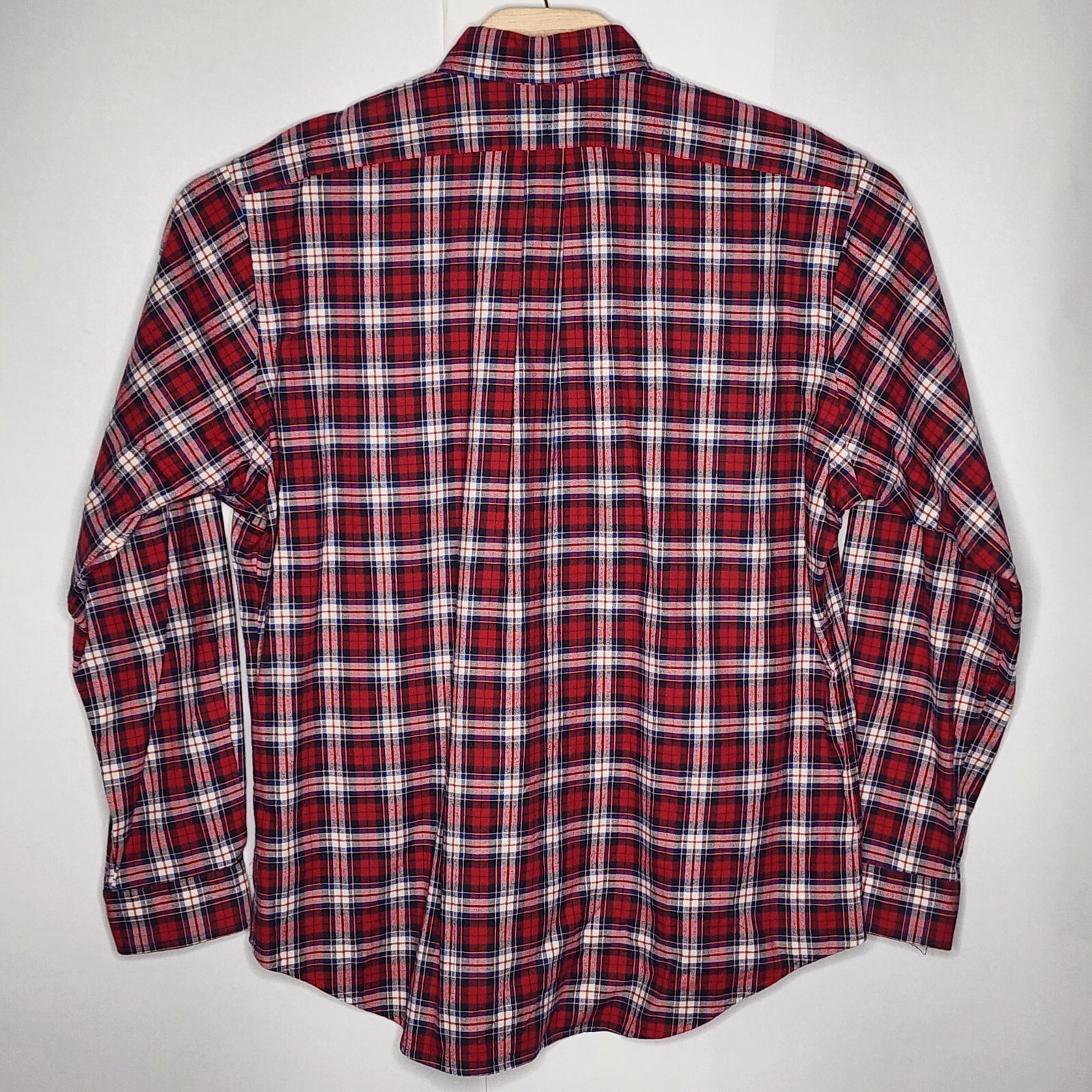 Ralph Lauren Button Up Shirt Mens XL Long Sleeve Red Blue Plaid Navy Pony Cotton thumbnail 3