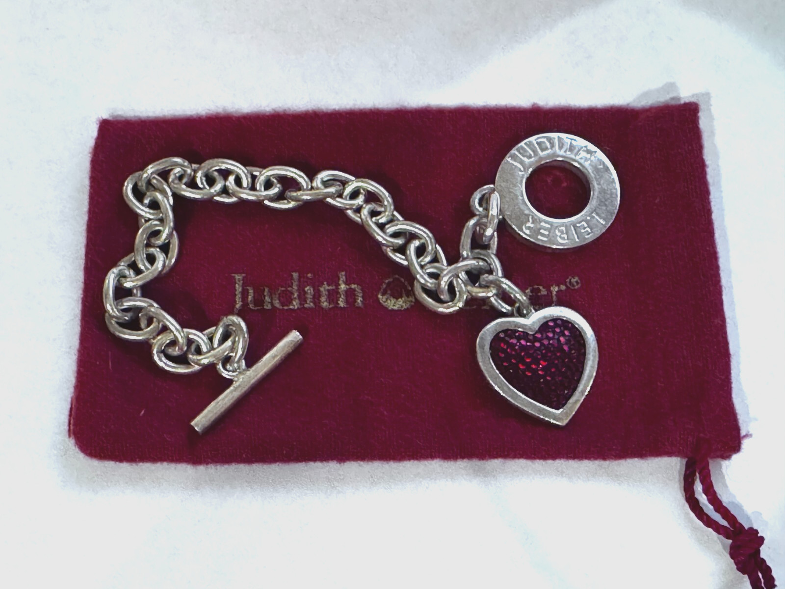 JUDITH LEIBER Solid Sterling Silver 925 Heart Rhi… - image 1