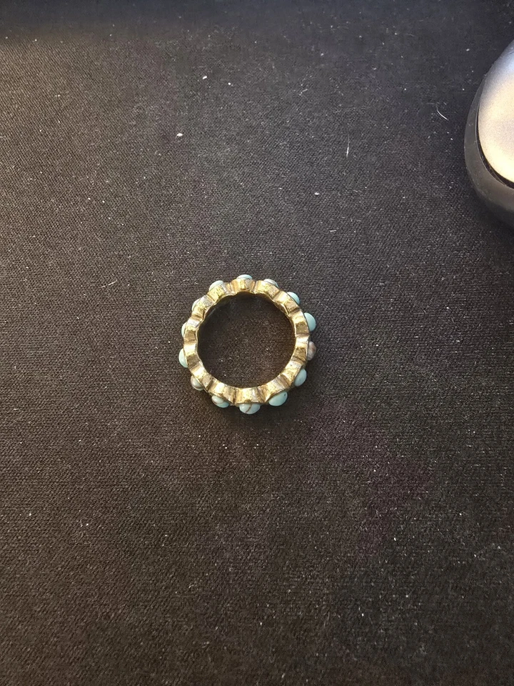 Anillo Vintage Marca Lucky Talla 6 Tono Dorado Firmado Joyería Turquesa Bohemia Foto 4 de 4