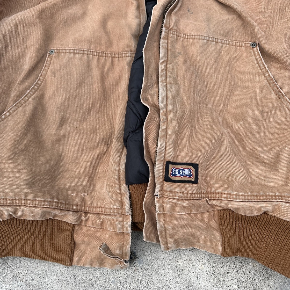 Big Smith Jacket Mens 2XL Brown Canvas Full Zip Lined Heavy Big Smith Jacket Mens 2XL Brown Canvas Full Zip Lined Heavy