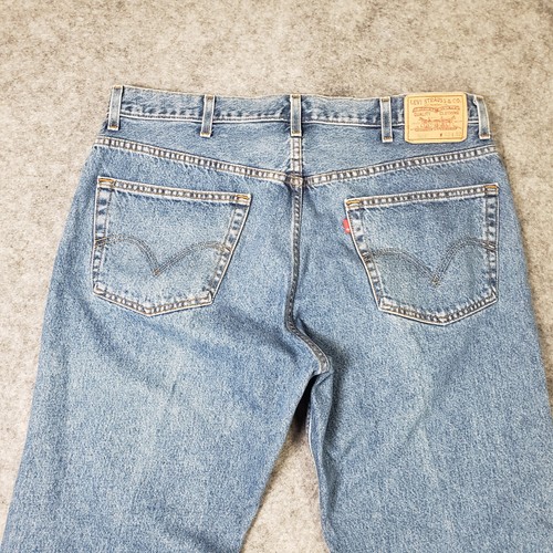Levi's Men's 505 Jeans Mens 40x32 Black Batwing Y2K Regular Fit Straight Blue - Picture 8 of 14