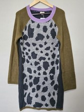 Hem & Thread Women's Sweater Dress Size Medium Leopard Long Sleeve Knit Dress