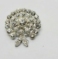 Crystal Rhinestone Wreath Brooch Silver Tone Brooch Bouquet 1.2 in Vintage