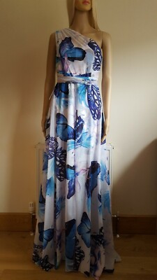 BNWT Lipsy VIP Camilla One Shoulder Butterfly Print Chiffon Maxi Dress UK8  150 | eBay UK
