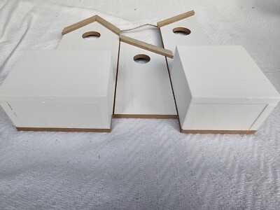 New! Big White Wall Hanging Planter Wood Birdhouse Planter