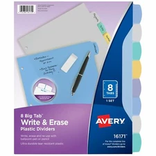 Avery Big Tab Write & Erase Durable Plastic Dividers, 8 Multicolor Tabs, 16171