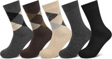 5 Pairs Mens Wool Socks, Soft Cozy Thick Warm Breathable Crew Thermal Socks 6-9