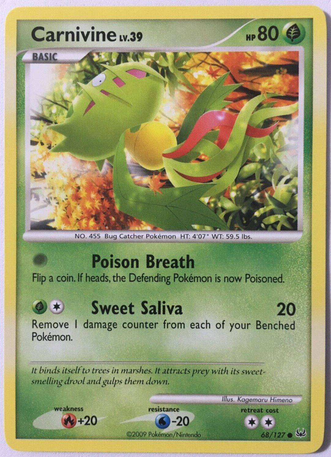 POKEMON CARNIVINE LV.39 68/127 PLATINUM BASE SET COMMON NEAR MINT