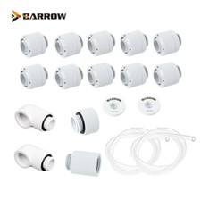 Barrow 3/8" ID, 1/2" OD 10/13mm Compression Fitting Soft Tubing 18Pcs Set White