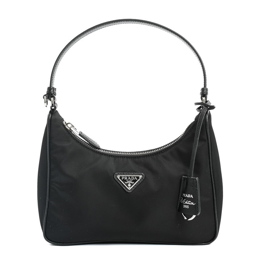 PRADA Re-Edition 2005 Mini Bag in Black Nylon with Silver Hardware 1N204M Authentic
