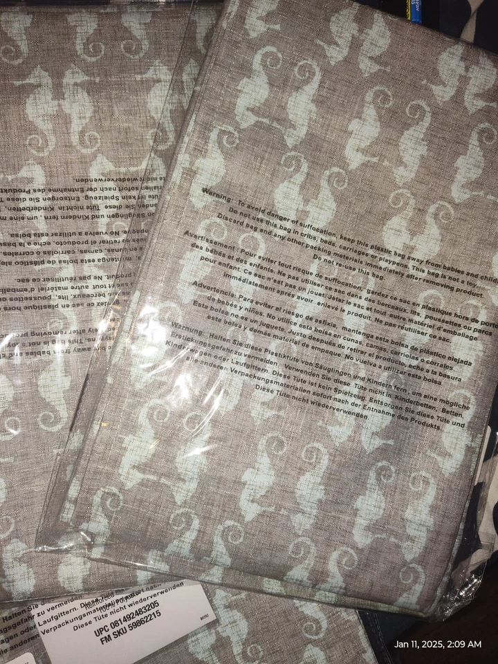 Juego de 2 cortinas de ducha Inter Design tela topo y menta caballito de mar (72 x72) Foto 2 de 2