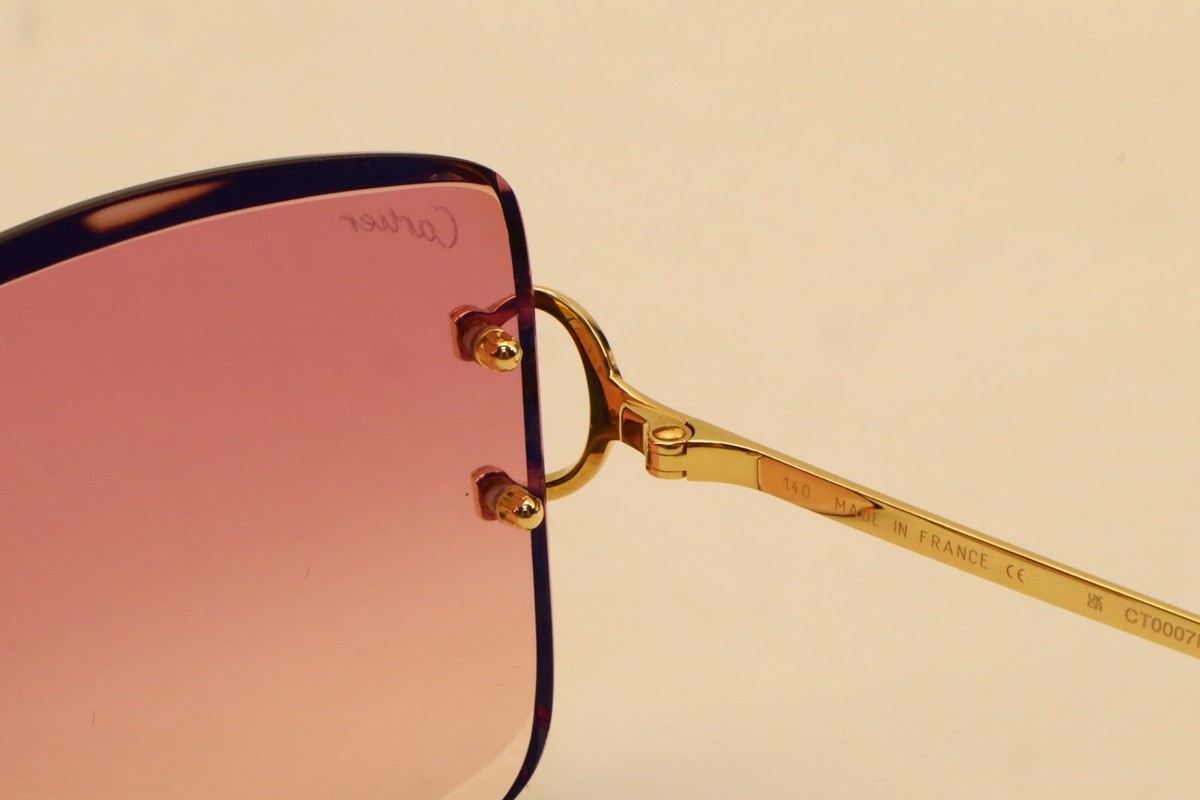 CARTIER C-Design 57-18-140 MM Rimless Pink Lens Sunglasses