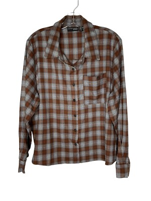 Attitudes by Renee Cozy Plaid Shirt Jacket A616821 Desert Brown Size Large New