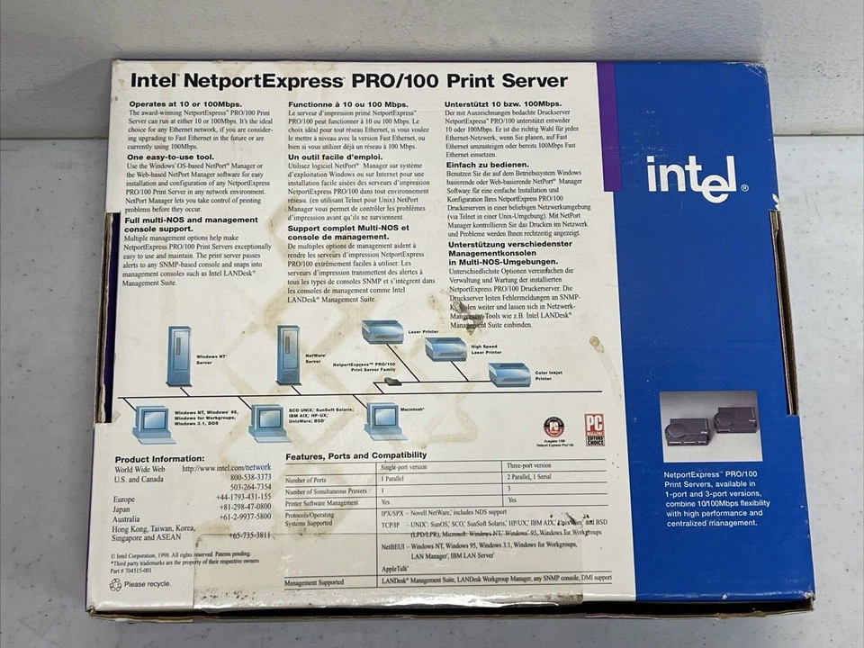 New Intel NetportExpress PRO/100 Three Port Print Server PCLA2451 - Image 2 of 4