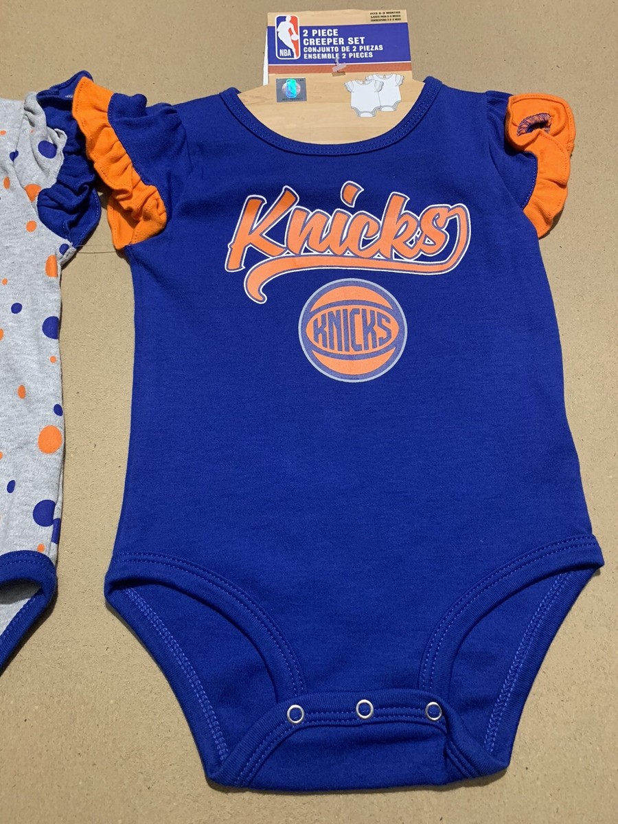 NBA NY Knicks 2pc Kids Baby Girl Creeper Set Bodysuit NB, 3M, 6M, 9M  12M,18M,24M
