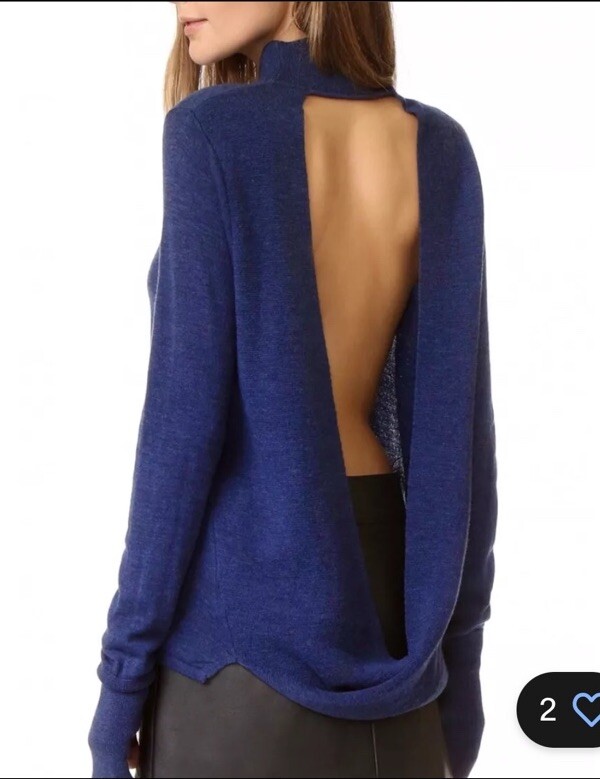 Dion Lee Blue Metallic Loop Back Skivvy Knit Top Sweater Sz (fit
