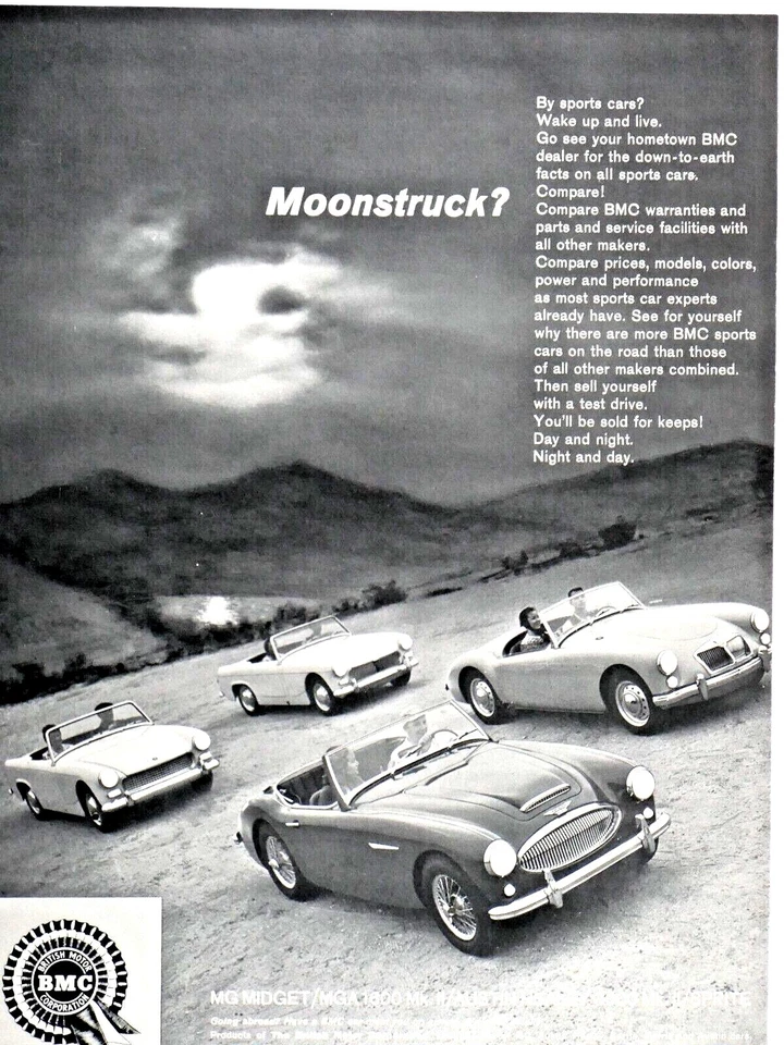 1962 MG MIidget Vintage MOONSTRUCK Original Print Ad 8.5 x 11" - Image 3 of 4