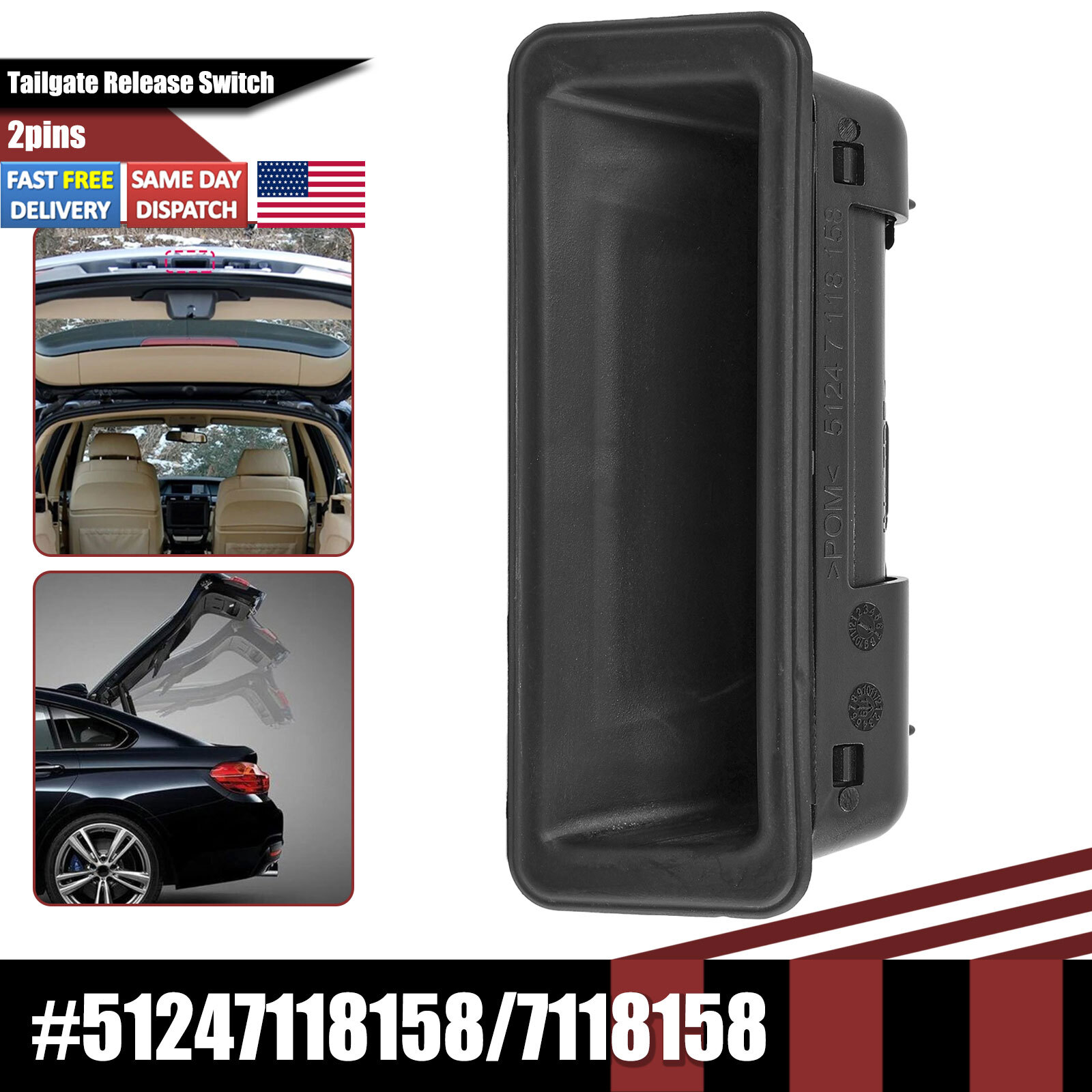 For BMW E60 E91 E90 Boot Tailgate Handle Trunk Handle Release Switch#51247118158