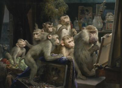 Gabriel von Max   Monkeys | Surreal Vintage Animal Art Print Wall Decor