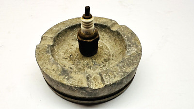 Vintage Round Cylinder Head Ashtray With Old Autolite Spark Plug 4.25''