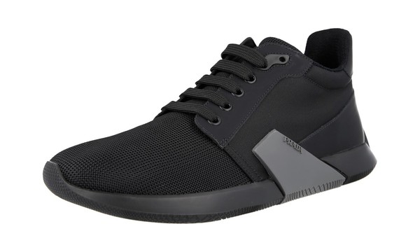 Prada Leichte Nylon Sneaker Linea Rossa - Schwarz Grau - Neu - 6,5 40,5-image