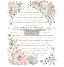 Redesign With Prima "Pure Light Floral" Decor Transfer, Flowers, Quote, Poem